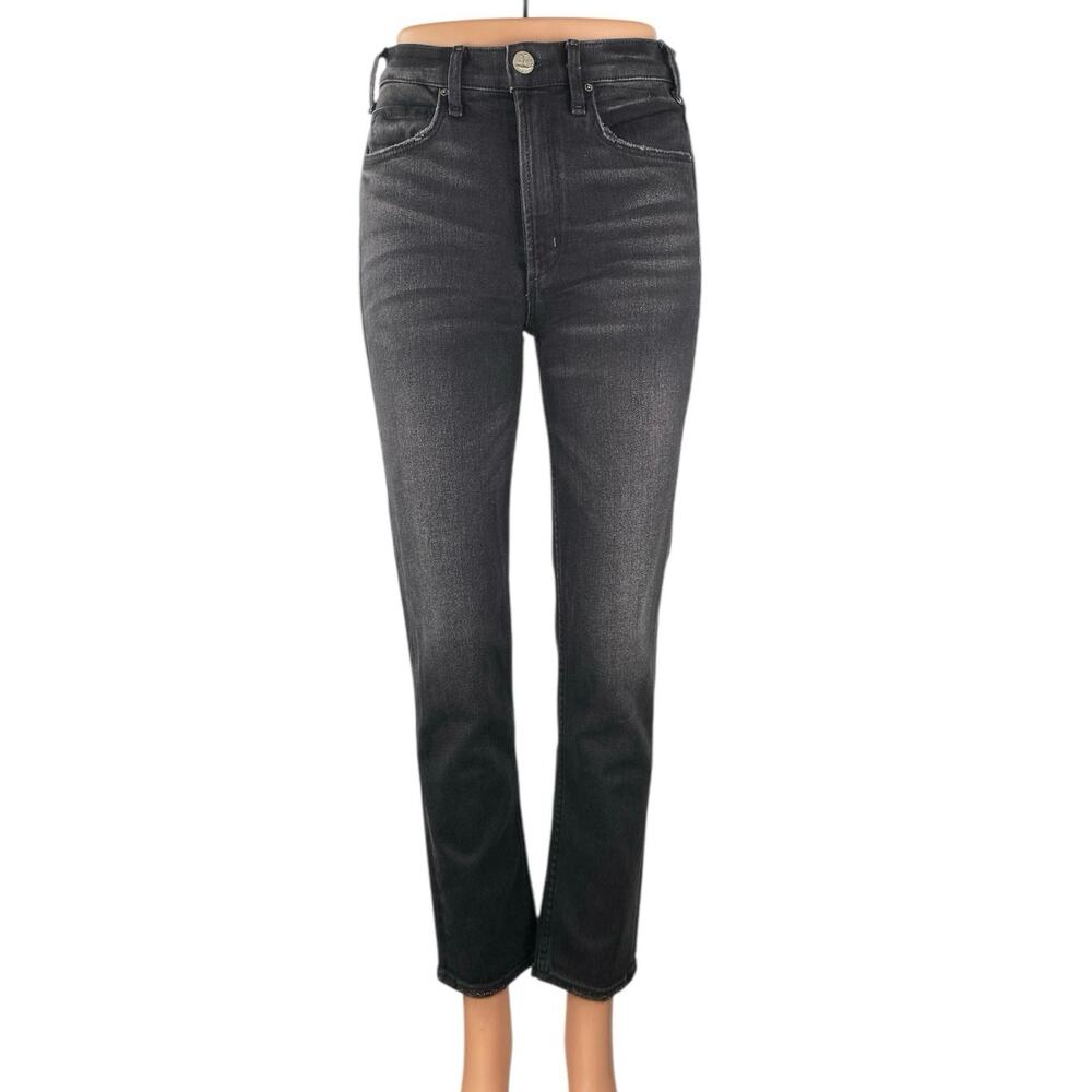 McGuire Women's Black Washed High Rise Slim Straight Leg Denim Jeans Size 25
